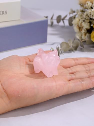 Top Plaza 1 PC Rose Quartz Crystal Cute Cat Figurine Gifts Carved Healing Lucky Home Decor Natural Gemstone Cats Collectibles Pocket Sculpture for Cat Lovers - color: Rose Quartz