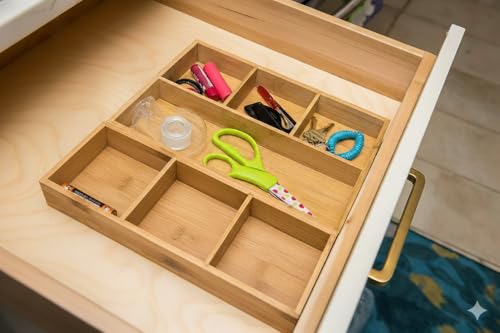 Lipper International 824, Bamboo Wood 4-Compartment Organizer Tray, 11 5/8" x 7 7/8" x 1 3/4" - color: Bamboo Wood, size: 4-Compartment, 11 5/8" x 7 7/8" x 1 3/4"