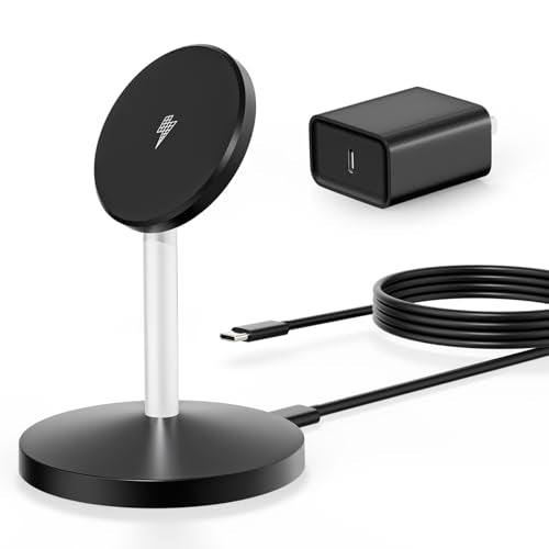 Magnetic Wireless Charger i Phone Stand 15W Fast Mag-Safe Charging Station 6FT Magnet Wireless Charging Stand with Plug Compatible with Apple iPhone 17/17 Pro/Air/17Pro Max 16/15/14/13/12,AirPods Pro - color: Black, size: 1 Pack (6FT C-C)