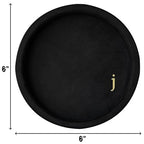 COLLECTIVE HOME - Velvet Jewelry Tray, 6" Monogrammed Jewelry Dish, Smooth Velour Display Dish for Rings, Earrings, Necklaces, Makeup, Personalized Gifts for Women (Black-j) - color: Black-j