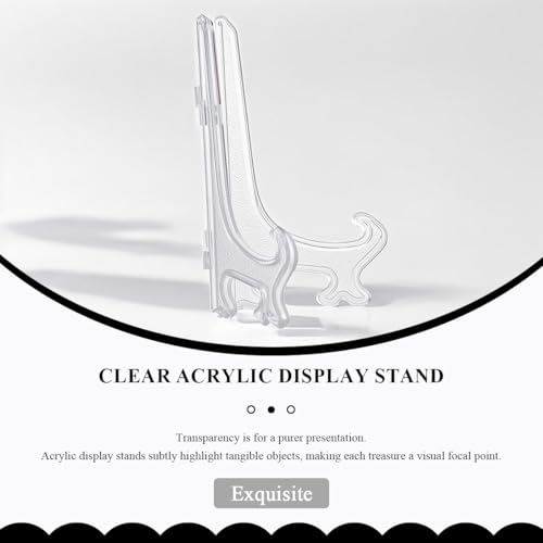 8 Inch Acrylic Plate Stand 2pcs Clear Display Easel Holder for Large Decorative Plates Wall Art Paintings Tabletop Signs Home Gallery Decor Foldable Stand - color: Clear, size: 8inch