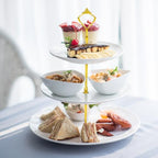 Lucky Will White Tiered Dessert Serving Tray for Kid's Party Supplies Favors 3 Tier Cupcake Cake Stand for Birthday Tea Afternoon Halloween Christmas Candy Bar - color: White