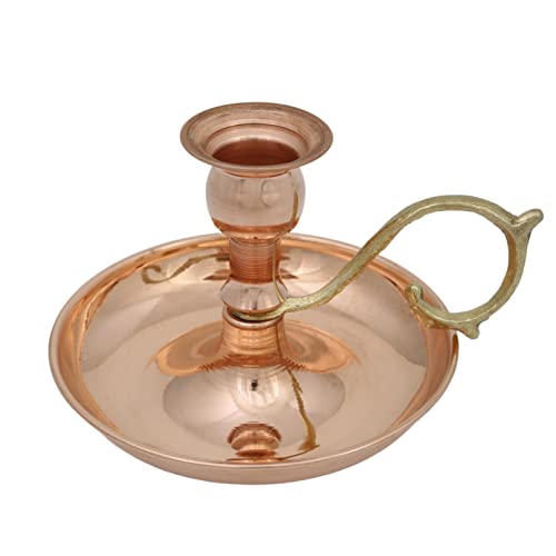 Copper Handmade Candle Holder for Rustic Home Decor with Handle Metal Candle Holders for Pillar Candles Gothic Decor Candlestick Holders (Copper) - color: Copper