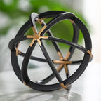 7" Metal Sphere Decor, Metal Coffee Table Decor Sculpture - Black & Gold, Abstract Tabletop Decorative Ball for Home, Decorative Balls for Centerpiece Bowls