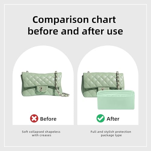 DGAZ Purse Organizer Insert，Silk Bag Organizer，Luxury Handbag & Tote Shaper Fits Chanel CF Bags - color: Vert deau, size: Medium 25