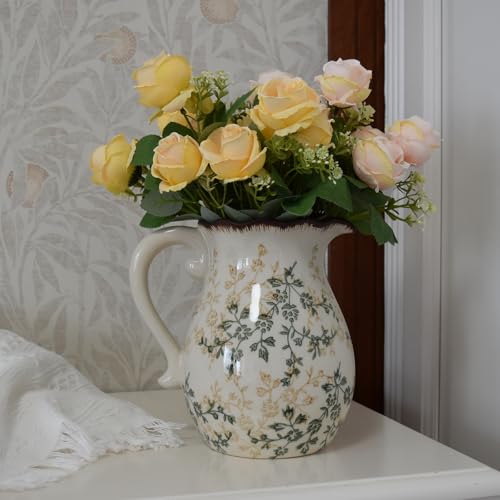 Ceramic Pitcher vase with Handle,Grandma core Vintage Decor,Unique Farmhouse vase,Country Home Decor,Cottage core Decor,Nancy Meyers Home Decor