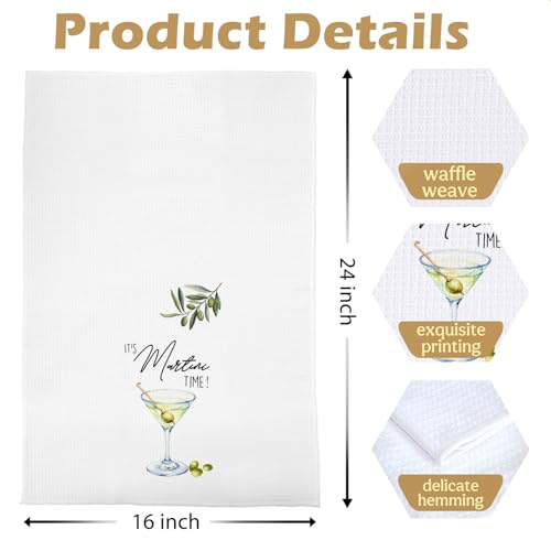 Dirty Martini Kitchen Towels - Martini Gifts Decorative Waffle Dish Towels, Cocktail Gift Hand Towel, Hostess Gift Tea Towel, 16 x 24 Inches - color: Martini-05