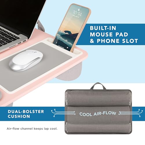 LAPGEAR Home Office Pro Lap Desk with Wrist Rest, Mouse Pad, and Phone Holder - Pink - Fits up to 15.6 Inch Laptops - Style No. 91604 - color: Blush Pink, size: Home Office Pro W/Wrist Rest