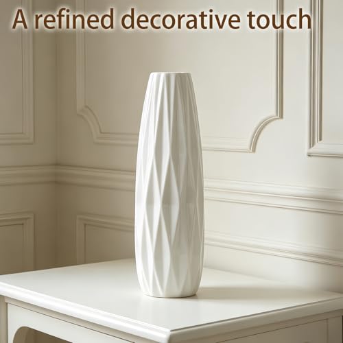 12 Inch White Vase Ceramic Flower Vase, Tall Vases for Pampas Grass, Home Decor, Modern Textured Vases for Living Room Decorations,Table Centerpieces,Shelf,Farmhouse Small Ceramic Vase - style: Shape 6