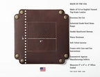 American Made Premium Leather Valet Tray, Folds Flat! Dice Rolling Basket and Organizer with Brass Rivets (Dark Walnut Brown, Medium) - color: Dark Walnut Brown, size: 5" x 5" x 2"