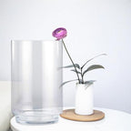 WGVI Clear Glass Pedestal Hurricane Candle Holder, 9" W, 14" H, Footed Decorative Vase for Pillar Candles, Elevated Cylinder Candleholder on a Riser Round Base, Centerpieces, Home Décor, 1 Piece - size: 14"H