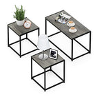 Furinno Camus Modern Living Room Coffee Table with 2 End Tables Set, French Oak Grey - color: French Oak Grey, size: 3 in 1