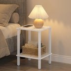 TUTOTAK End Table, Side Table, Nightstand, 2-Tier Storage Shelf, Sofa Side Table for Small Space, Living Room, Bed Room TB01BMW034 - color: Marble White