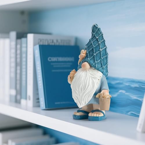 Etlemonde Beach Gnomes Statues,Ocean Gnomes,Nautical Themes Decoration,Beach, Gnome Carrying a Bucket - color: Carrying Bucket of Shells