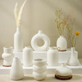 Small White Ceramic Vase Set of 10 Ceramic Bud Vases in Bulk Modern Farmhouse Boho VaseS for Pampas Grass, Flowers, Decorative Ceramic White Flower Vases for Home Decor, Entryway Table Decor