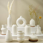 Small White Ceramic Vase Set of 10 Ceramic Bud Vases in Bulk Modern Farmhouse Boho VaseS for Pampas Grass, Flowers, Decorative Ceramic White Flower Vases for Home Decor, Entryway Table Decor