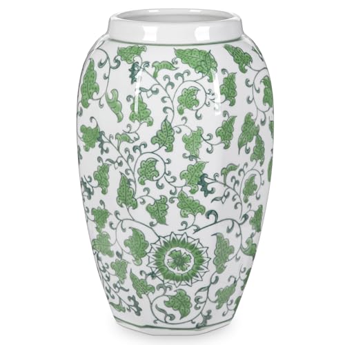 Yellow Vase 8.5 Inch Traditional Chinoiserie Floral Vase Porcelain Ginger Jar Octagonal Vases Blue and White Porcelain Decor for Home, Living Room, Kitchen, Mantel, Shelf, Table - color: 8.5 Inch Yellow