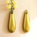 Sculptural Wall Ceramic Vase — 2 Pack Gold Hanging Sconce Vase | Turn Flowers into Art — Decorative Ceramic Wall Sconce for Single Stem Displays - size: 2pcs-Large