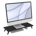 loukin Monitor Stand Riser for Desk, 22.4" x 8.3" Larger Computer Stand for Laptop, PC, Printer, Sturdy Desktop Computer Shelf with Non-Skid Rubber, Home Office (Black)