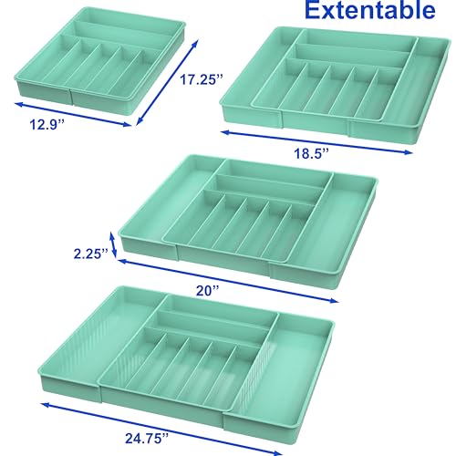 Simple Houseware Expandable Kitchen Drawer Flatware Organizer, Turquoise - color: Turquoise