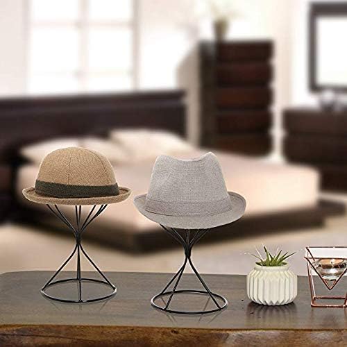 Mydio 2 Pieces Modern Metal Hat Stands Durable Stable Metal Hat Cap Rack Wigs Holder (black) - color: black