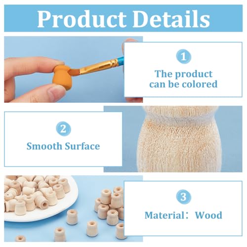 PH PandaHall 50pcs Wood Candle Holders, Unfinished Wooden Candle Cups 3/4 Inch Tall with 1/4 Inch Hole Candlesticks Holders Wood Bean Pot Candle Cups Dowel Caps for Scroll Invitations Fireplace Decor