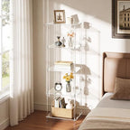 Clear Acrylic Side Table, 15.7" L x 11.8" W x 50.7" H, 5-Tier End Table for Living Room, Small Modern Bedside Tables Nightstand for Bedroom, Home Decor Accent Table - size: 5 Tier 1-Pack