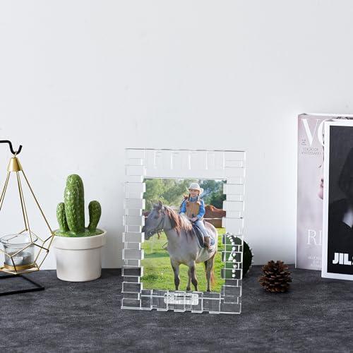 kitCom Crystal 5x7Inch Picture Frame, Wedding Frame Tabletop Display 5''x 7'', Tabletop Display Decor Wedding Frame(Fit 5x7 Max Photos), Clear with Gift Box - size: 5 x 7 inch