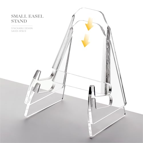 YUXUN Plate Stand for Display,2 Pack Plate Holder Display Stand,Acrylic Picture Frame Stand for Picture,Decorative Plate,Photo Easel,Tabletop Art(Clear,6Inch)