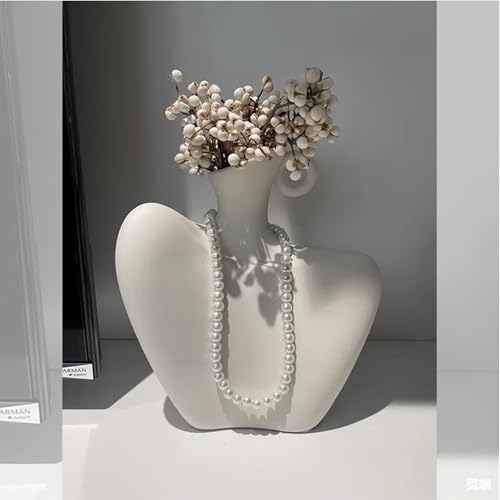 Body Vase 8.27" Collarbone Shaped Ceramic Flower Vase for Home Decor, Clavicle Bone Sculpture Art Decor, Modern Minimalist Flower Holder for Living Room