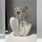 Body Vase 8.27" Collarbone Shaped Ceramic Flower Vase for Home Decor, Clavicle Bone Sculpture Art Decor, Modern Minimalist Flower Holder for Living Room