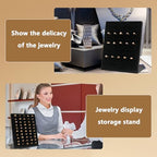 2 Pack Velvet Ring Display Stand, 50 Slots Ring Organizer Jewelry Display Tray, L-Shaped Holder Display for Selling Earrings, Black