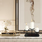 3arms Pillar Candle Holder Tray, Metal Black Candlestick Holder, Candle Holders Set of 3, for Dining Room, Table Centerpiece Decor,Decorative Tray - size: pillar's 3arms