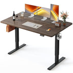 FEZIBO Standing Desk, 55×28 Inches Electric Height Adjustable, Sit Stand Up, Computer Office Desk with Splice Board, Black Frame/Black Walnut TOP - color: Black Walnut, size: 55 x 28
