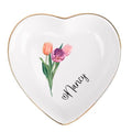 Ship Next Day, Personalized Ceramic Jewelry Dish, Custom Birth Flower & Name Trinket Tray for Mother's Day, Bridesmaid, Birthday Gift - Heart - color: Birth Flower Jewelry Tray-heart