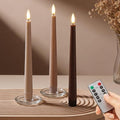 Brown Flameless Taper Candles with Remote, 9.6 Inches Real Wax Battery Operated Candles, 3 Pack Flickering LED Candlesticks, Tall Taper Fake Candles for Home, Wedding, Party - color: Gradient Brown