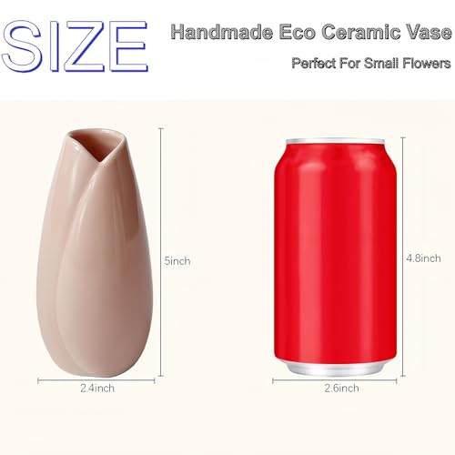 Simple Vase for Flowers Plants, Small Cute Flower Vase for Modern Table Shelf Home Decor Wedding Boho Decor, Farmhouse (1pc-HBP-Pink) - color: 1pc-hbp-pink
