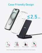 Anker 313 Wireless Charger (Stand), Qi-Certified for iPhone 17/17/17 Pro/17 Pro Max/15/14/13, 10W Fast-Charging Galaxy S23 S22 S21(No AC Adapter) - color: Black, size: 1pack