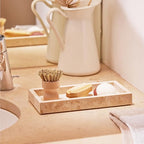 Navaris Travertine Decorative Tray - Durable Bathroom Organiser - Trays for Perfume, Jewellery, Vanity & Coffee Table Decor - 25 x 12cm Rectangle Tray, Beige - size: 9.8" x 4.7" x 1.2"