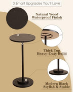 Masupu Drink Table, Round Side Table for Small Spaces, Pedestal Side Table, Small End Table with Metal Base, for Living Room, Bedroom, Bathroom, Black - color: 03.black