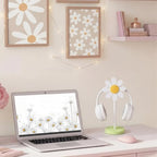 Yookeer Daisy Headphone Stand Cute Headphone Stand Decorative Gamer Gifts for Women Wood Table Decor for Gamer Room Office Desk for Girl Girlfriend Office Worker - style: Daisy