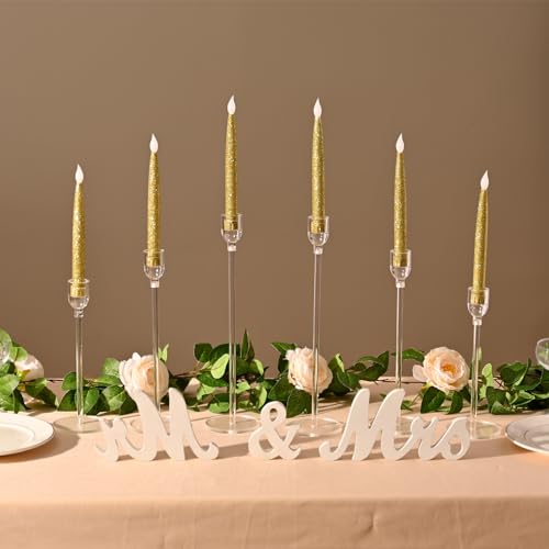 Vincidern 18pcs Acrylic Candle Holders Centerpieces for Table, Taper Candle Holder for Table Centerpieces, Wedding, Valentine, Dining Room Decorations, Clear Candlestick Holder Set - color: Clear-18pcs