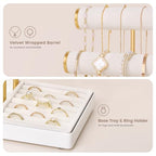 Lolalet Bracelet Display Stand Necklaces Holder, 5 Tiers Jewelry Organizer and Storage Rack with Velvet Slot and Metal Base, for Women Bangles Watches Ring Earrings -White - color: White