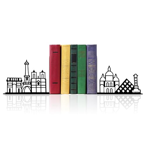 Metal City Skyline Modern Bookends, Paris Decor, Paris Souvenirs Eiffel Tower Decor, French Decor - color: Paris