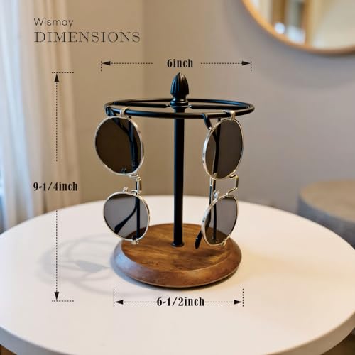 Sunglasses Stand with Jewelry Tray Base, 12 Pairs Eyeglass Holder Rack, Glasses Organizer for Entryway Bedroom Dresser, Countertop Sunglasses Display for Home Decor (Wood+Black) - color: Wood+Black