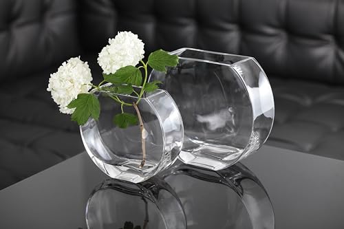 Glass - Vase - Round - Classic Clear - 9.25" Long - Heavy Durable - Made in Europe - by Barski
