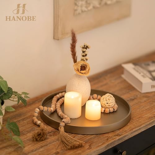 Hanobe Decorative Coffee Table Tray: Round Gold Tray for Home Decor - 12" Circle Ottoman Trays for Entryway Table Candle Holder Plate for Living Room Kitchen - color: Gold