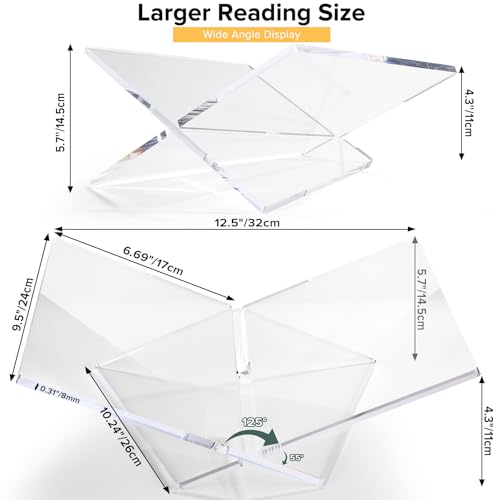 Acrylic Book Stand Large Clear Acrylic Book Holder, 12.5" x 9.5" x 5.7", Open Book Holder Stand for Display and Reading Cookbooks, Art Books, Bibles, Magazines - Home and Office - color: Clear, size: Large