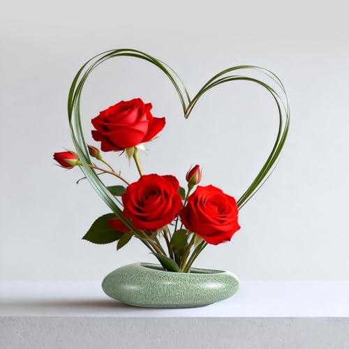 Flower Frog Vase Kit, Ikebana Flower Arrangement Ceramic Water Drop Flower Pot Flower Frog Flower Arrangement Vase Kit (Green Small Size) - color: Green Small Size