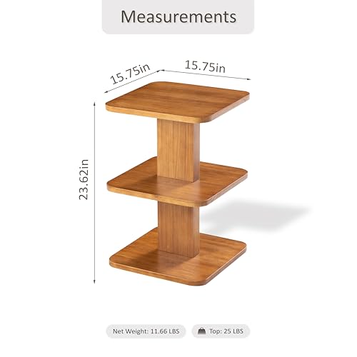 COZAYH Modern Minimalist Wood End Table with 3 Open Shelves, Farmhouse Plant Stand, Small Bookshelf for Living Room, Bedroom